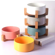 PETNEST Ceramic Bowl with Wood Stand