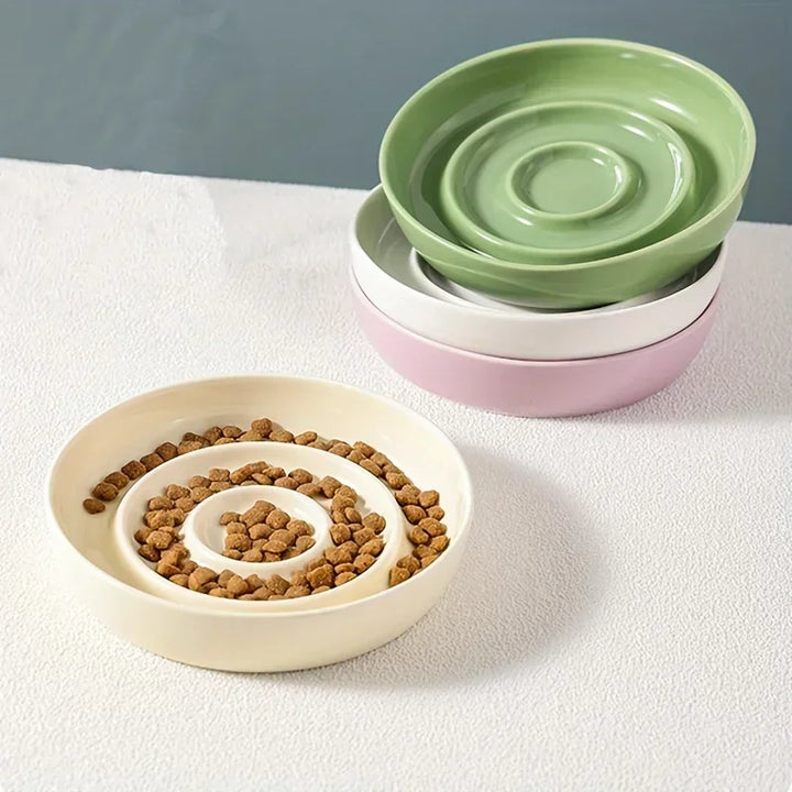 PETNEST Ceramic Spiral Slow-Feeder Bowl