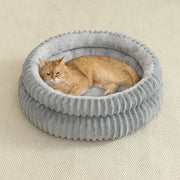 PETNEST Ribbed Plush Bolster Cat Bed
