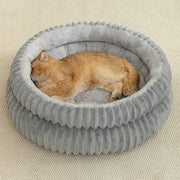 PETNEST Ribbed Plush Bolster Cat Bed
