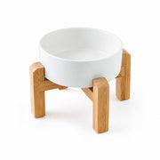 Ceramic Bowl with Crossed Wood Stand — White 400 ml on a white background