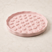 PETNEST Ceramic Bowl — Blush pink paw-pattern product view