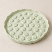 PETNEST Ceramic Bowl — Sage green paw-pattern product view
