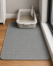 Double-Layer EVA Litter Mat — Gray 60 × 90 cm in a warm neutral home setting
