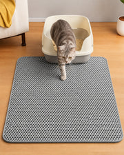 Cat using the double-layer eva litter mat — gray 60 × 90 cm