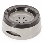 Gray no-spill floating water bowl for cats on a white background