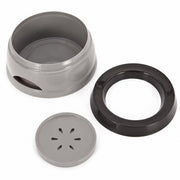 Gray no-spill floating water bowl components and second product view