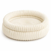 Ribbed Plush Bolster Bed — Cream Large on a white background