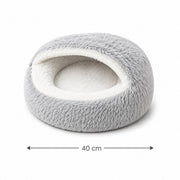 PETNEST Shell-Shaped Plush Cave Bed in Gray, size S, 40 cm diameter