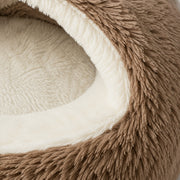 Shell-Shaped Plush Cave Bed — Khaki Large components and second product view
