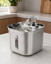 Stainless-Steel Sensor Water Fountain — 2 L in a warm neutral home setting